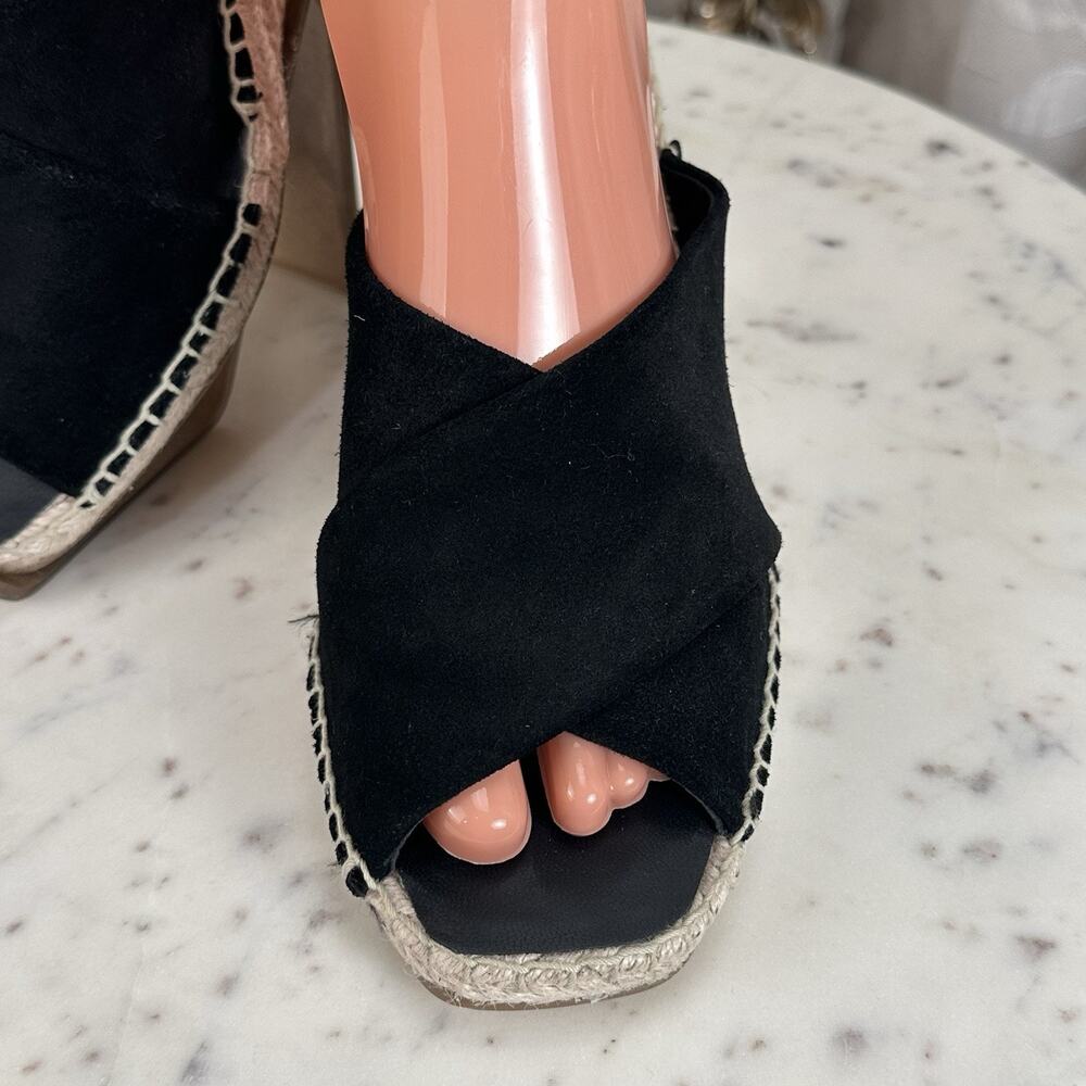 Banana Republic Sandals‎ Womens 8.5 M Slip On Wedge Espadrille Slide Black Suede - Picture 10 of 17